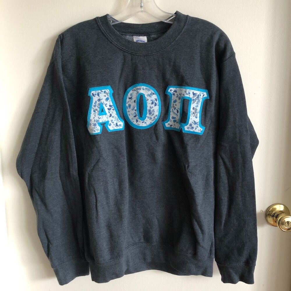 Alpha Omicron Pi Stitched Letters Sweatshirt (aoii)